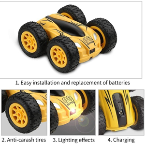 ماشین کنترلی چرخشی 360 درجه زرد Car 360 Degree Flip Remote Control Cars مقیاس 1:32_اسباب بازی